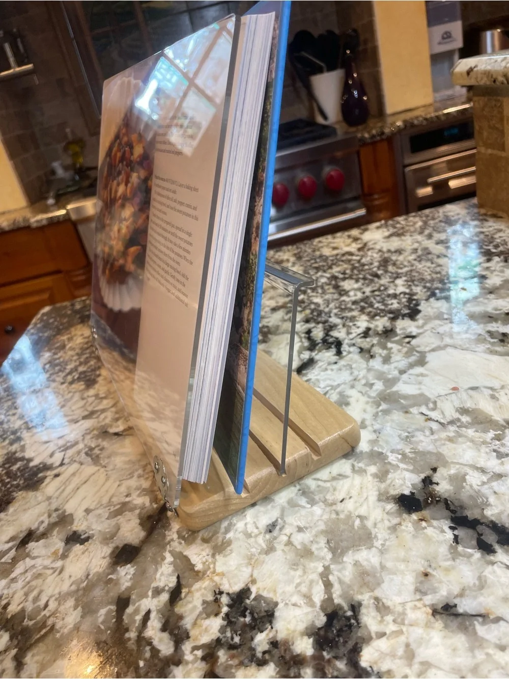 Williams-Sonoma Maple & Acrylic Cookbook Recipe Holder Stand W/Splatter Guard